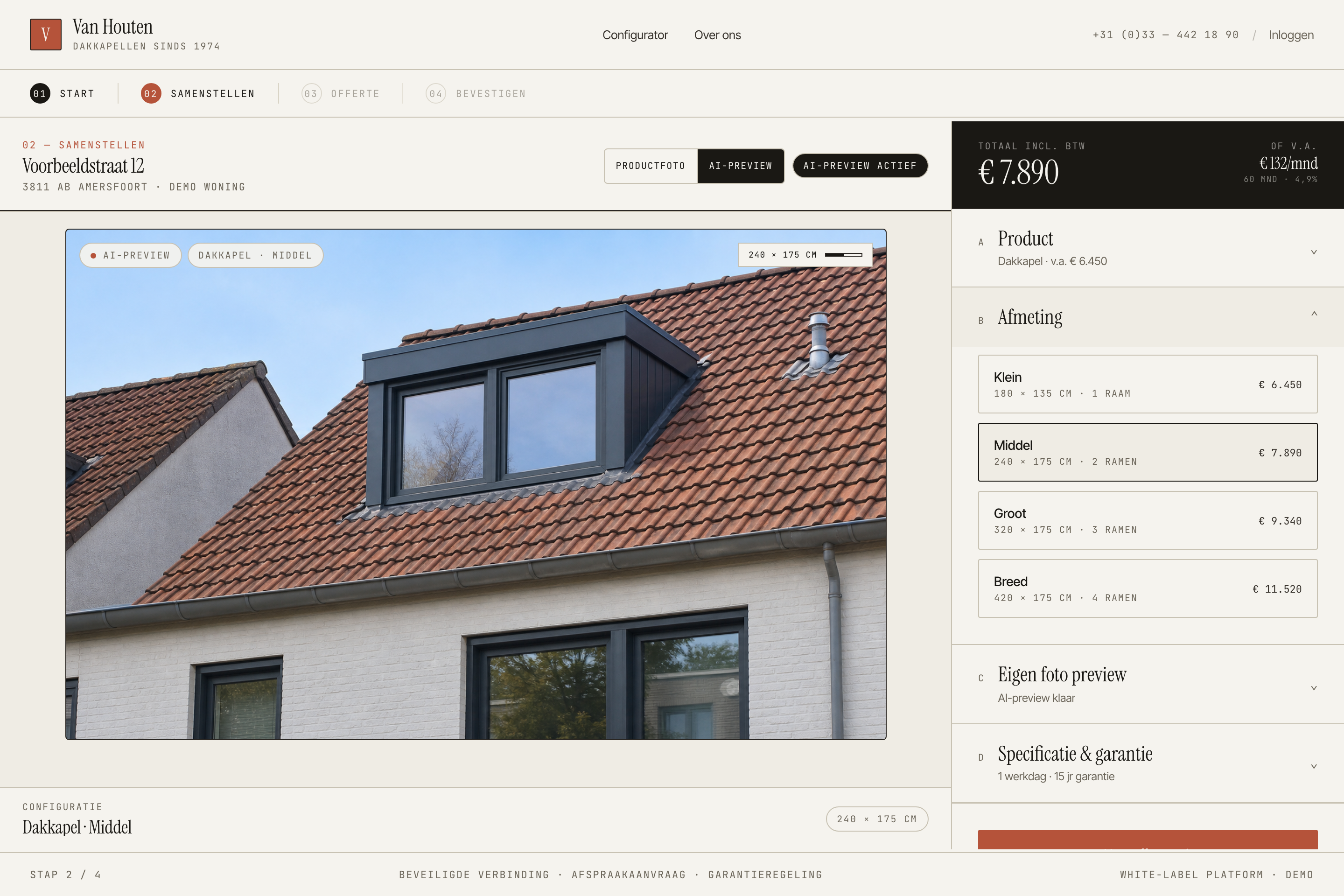 Screenshot van de AI-preview in de Configly configurator
